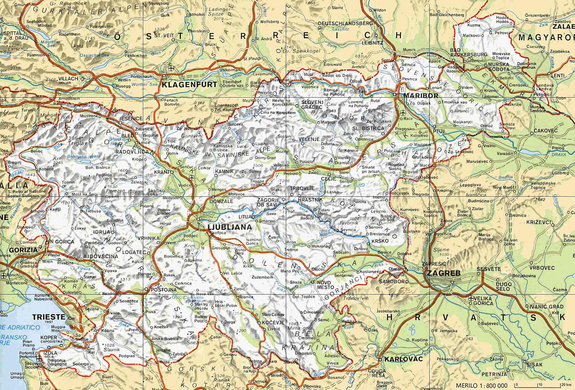 slovenia relief map
